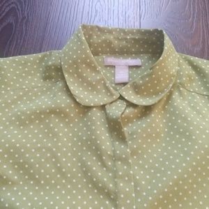 Banana Republic Green Polkadot Blouse, xs